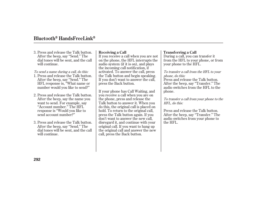Bluetooth handsfreelink | Acura 2008 MDX User Manual | Page 298 / 490