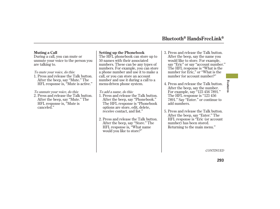 Bluetooth handsfreelink | Acura 2008 MDX User Manual | Page 299 / 490