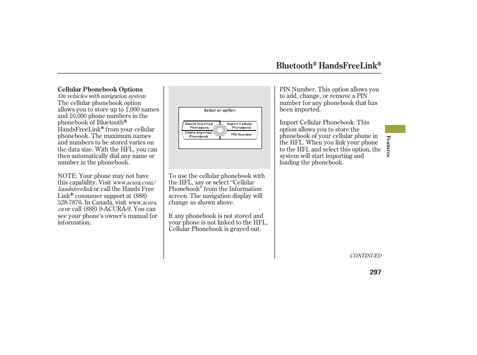 Bluetooth handsfreelink | Acura 2008 MDX User Manual | Page 303 / 490