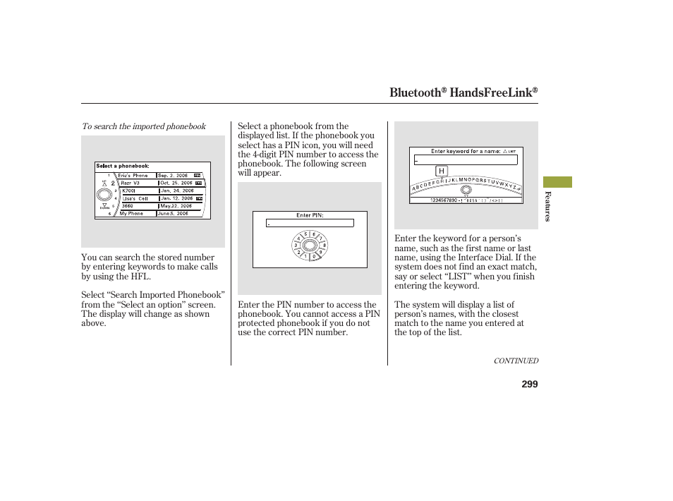 Bluetooth handsfreelink | Acura 2008 MDX User Manual | Page 305 / 490