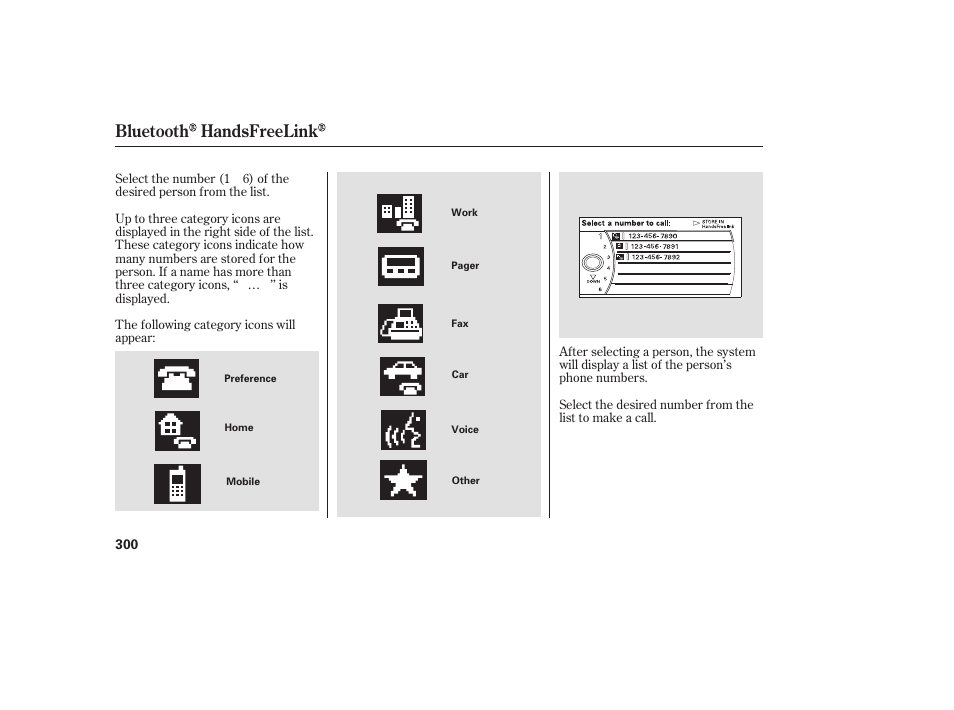 Bluetooth handsfreelink | Acura 2008 MDX User Manual | Page 306 / 490