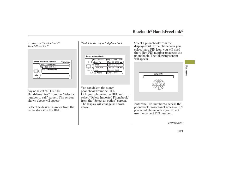 Bluetooth handsfreelink | Acura 2008 MDX User Manual | Page 307 / 490