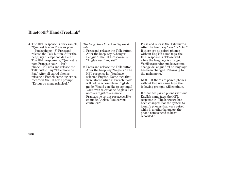 Bluetooth handsfreelink | Acura 2008 MDX User Manual | Page 312 / 490