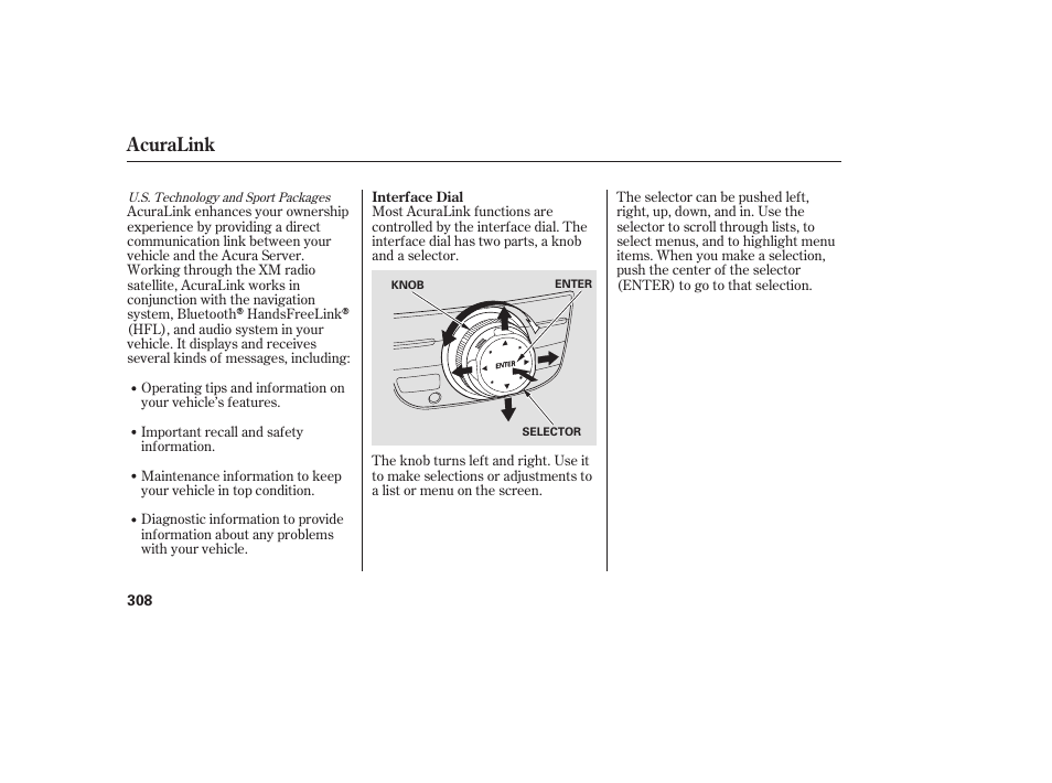 Acuralink | Acura 2008 MDX User Manual | Page 314 / 490