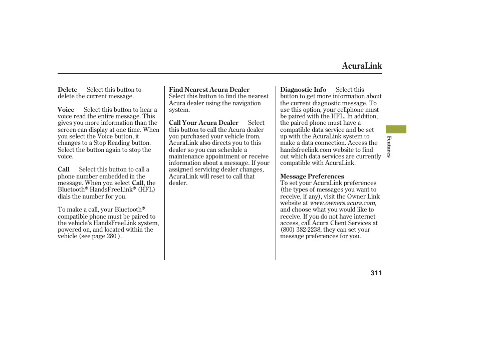 Acuralink | Acura 2008 MDX User Manual | Page 317 / 490