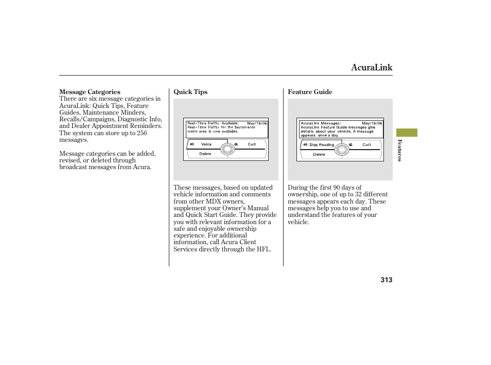 Acuralink | Acura 2008 MDX User Manual | Page 319 / 490