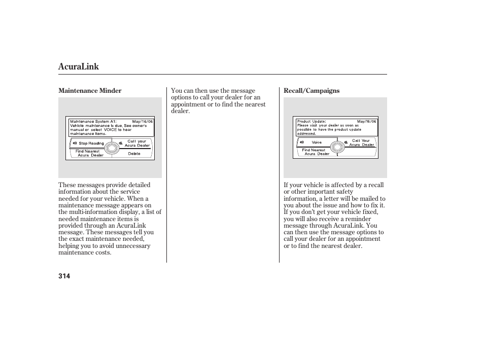 Acuralink | Acura 2008 MDX User Manual | Page 320 / 490