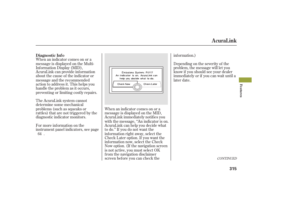 Acuralink | Acura 2008 MDX User Manual | Page 321 / 490