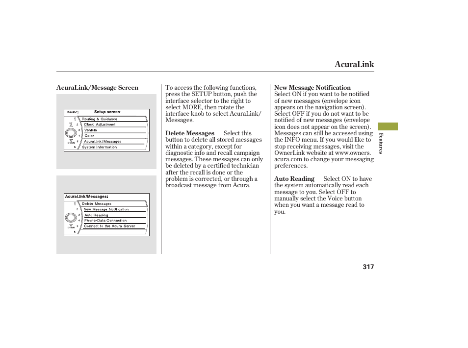 Acuralink | Acura 2008 MDX User Manual | Page 323 / 490