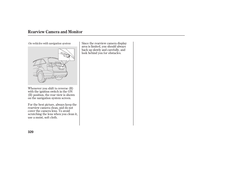 Rearview camera and monitor | Acura 2008 MDX User Manual | Page 326 / 490