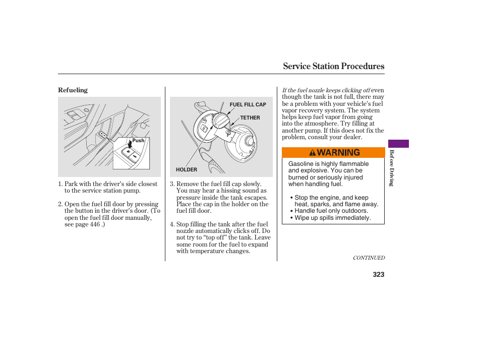 Service station procedures | Acura 2008 MDX User Manual | Page 329 / 490