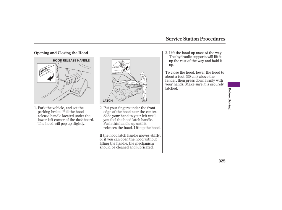 Service station procedures | Acura 2008 MDX User Manual | Page 331 / 490