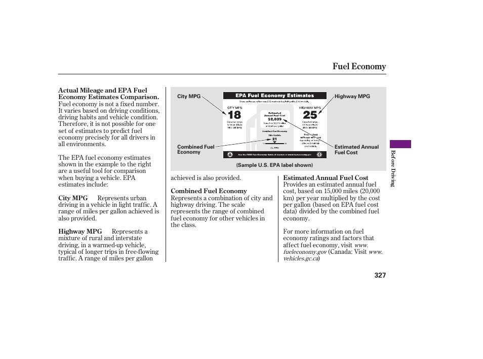 Fuel economy | Acura 2008 MDX User Manual | Page 333 / 490