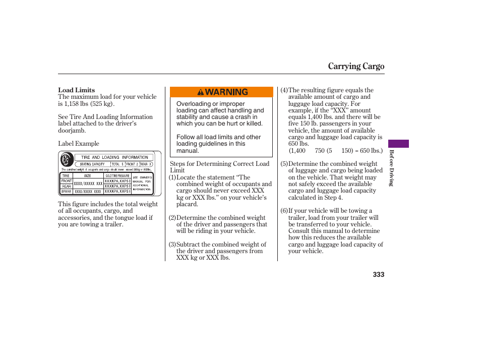 Carrying cargo | Acura 2008 MDX User Manual | Page 339 / 490