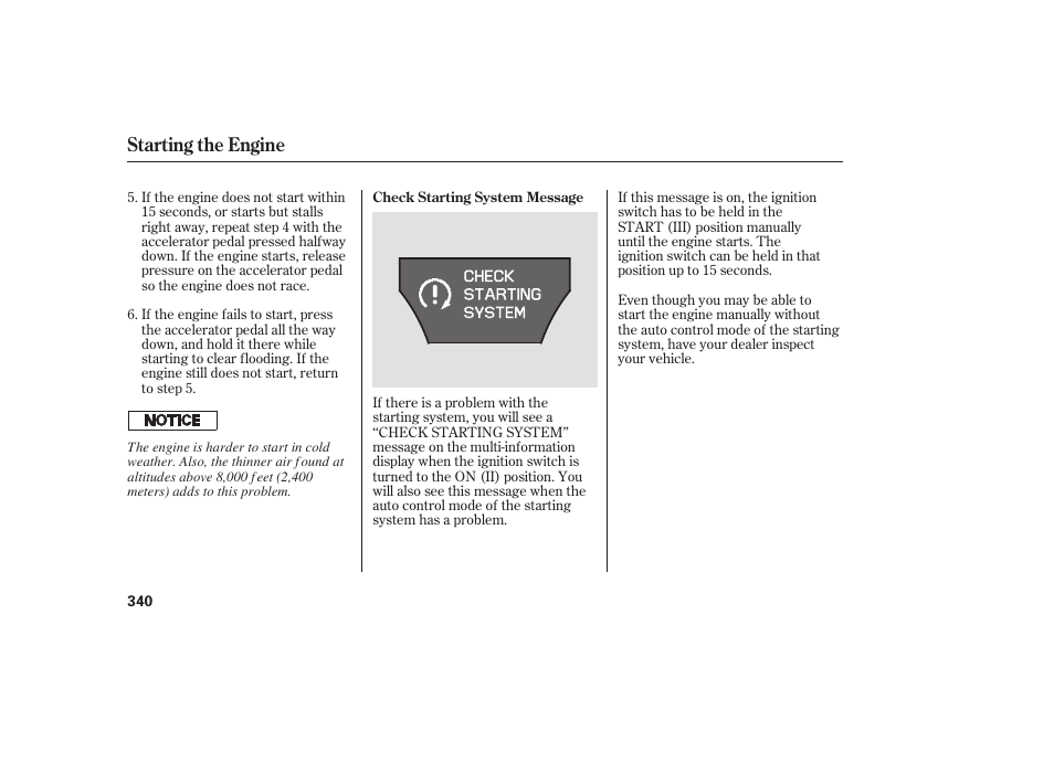 Starting the engine | Acura 2008 MDX User Manual | Page 346 / 490