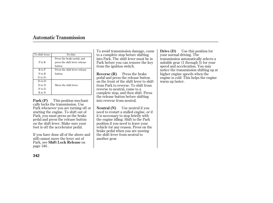 Automatic transmission | Acura 2008 MDX User Manual | Page 348 / 490