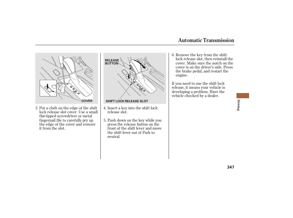 Automatic transmission | Acura 2008 MDX User Manual | Page 353 / 490