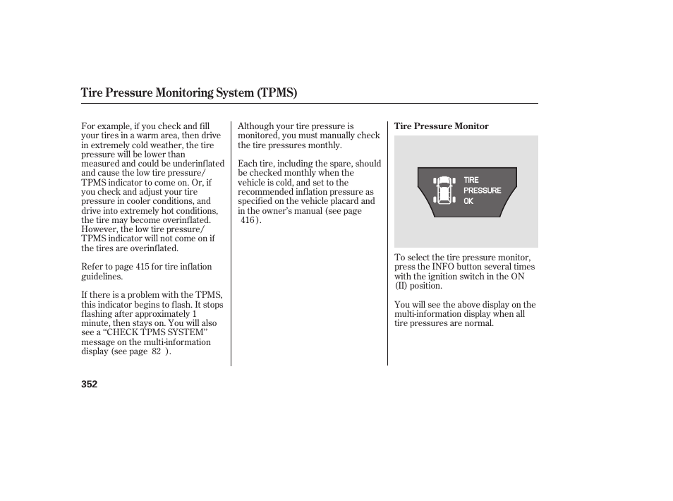 Tire pressure monitoring system (tpms) | Acura 2008 MDX User Manual | Page 358 / 490