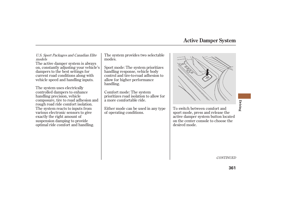 Active damper system | Acura 2008 MDX User Manual | Page 367 / 490
