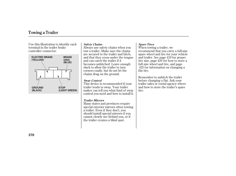 Towing a trailer | Acura 2008 MDX User Manual | Page 376 / 490