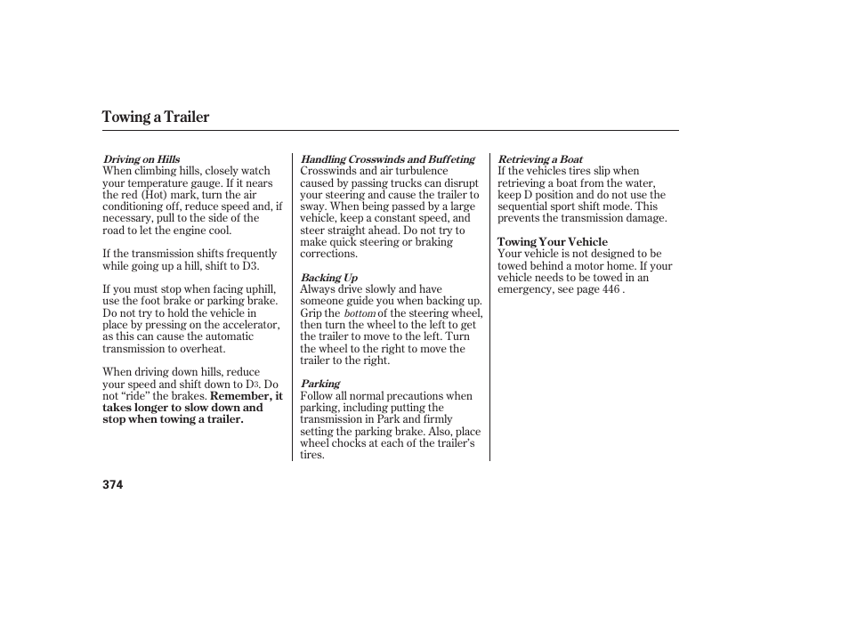 Towing a trailer | Acura 2008 MDX User Manual | Page 380 / 490