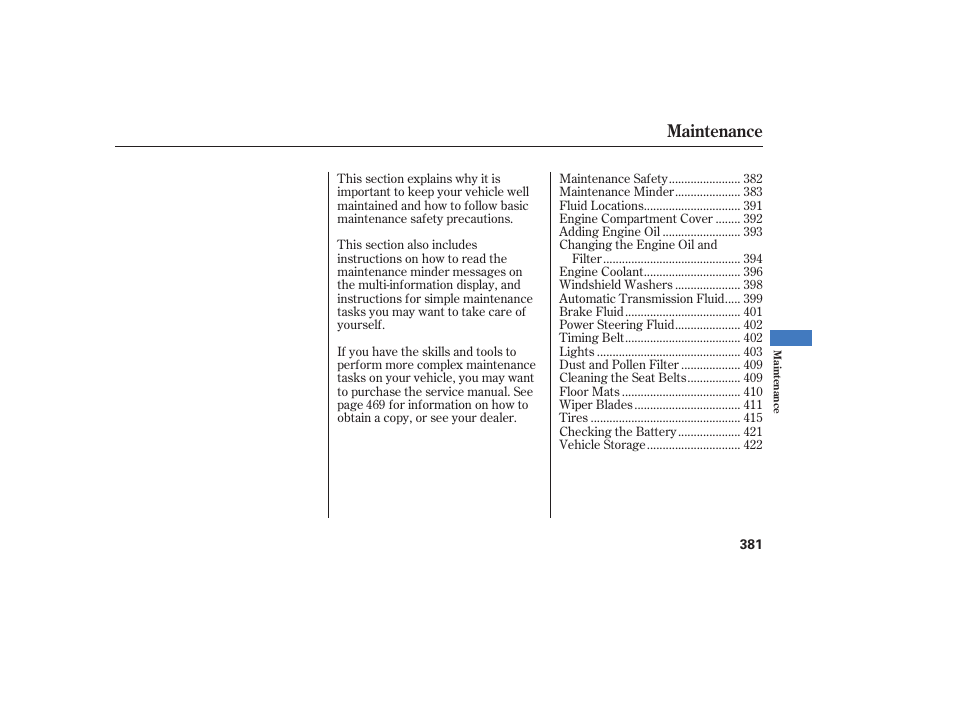 Maintenance | Acura 2008 MDX User Manual | Page 387 / 490