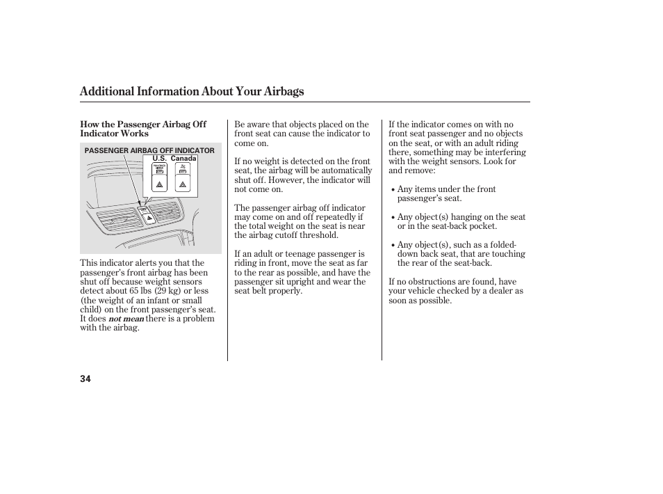 Additional information about your airbags | Acura 2008 MDX User Manual | Page 40 / 490