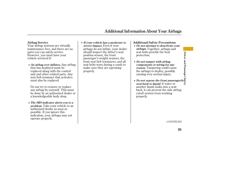 Additional information about your airbags | Acura 2008 MDX User Manual | Page 41 / 490