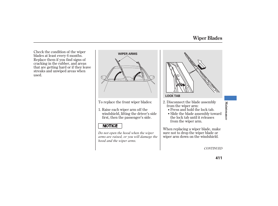 Wiper blades | Acura 2008 MDX User Manual | Page 417 / 490