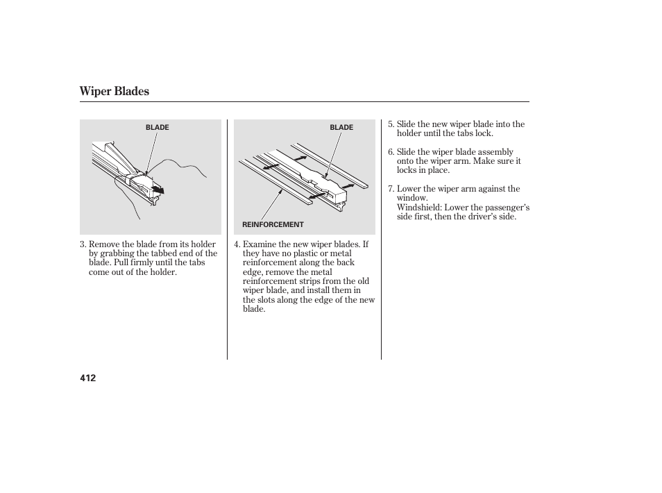 Wiper blades | Acura 2008 MDX User Manual | Page 418 / 490