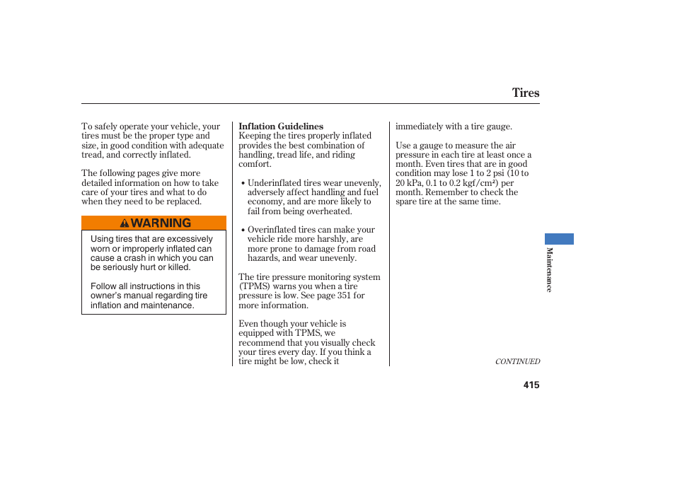 Tires | Acura 2008 MDX User Manual | Page 421 / 490