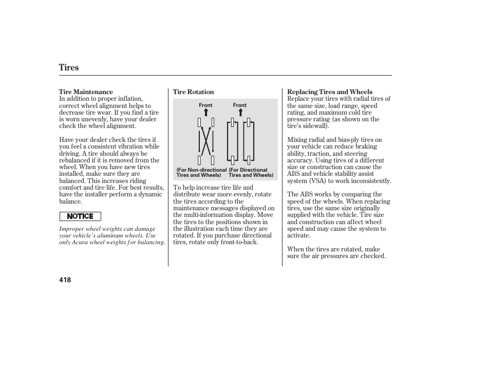 Tires | Acura 2008 MDX User Manual | Page 424 / 490