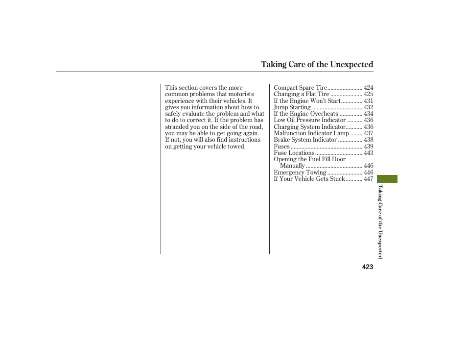 Taking care of the unexpected | Acura 2008 MDX User Manual | Page 429 / 490