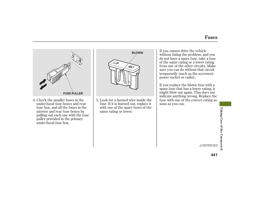 Fuses | Acura 2008 MDX User Manual | Page 447 / 490