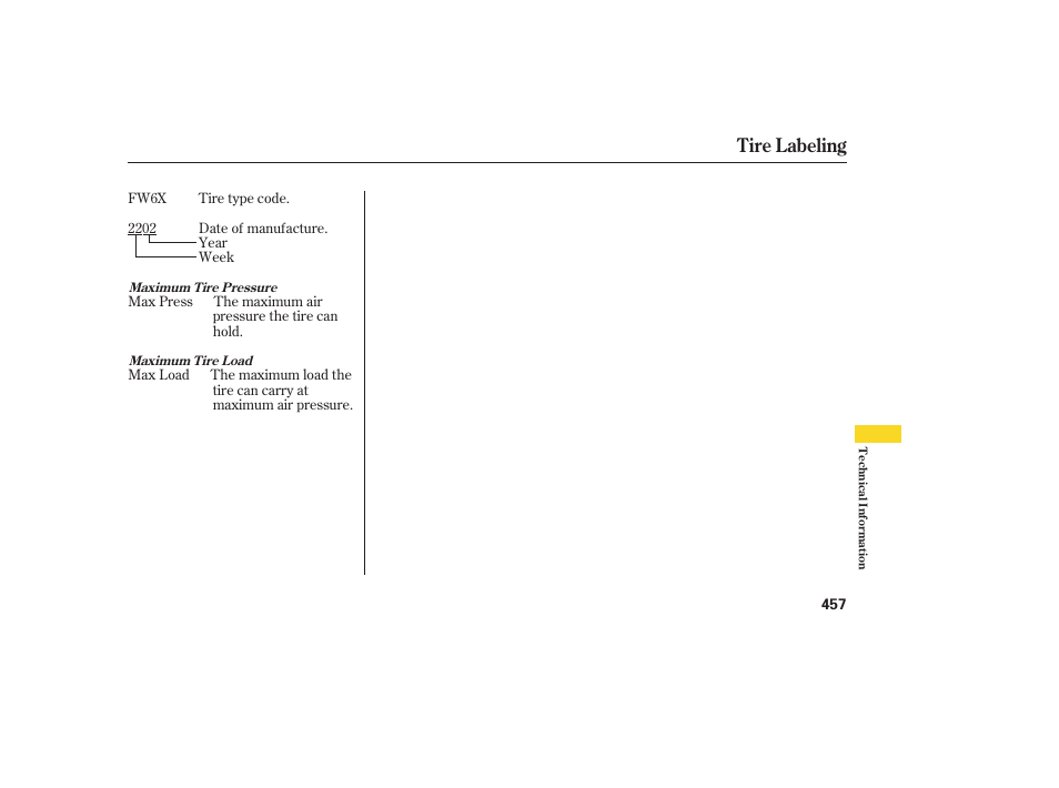 Tire labeling | Acura 2008 MDX User Manual | Page 463 / 490