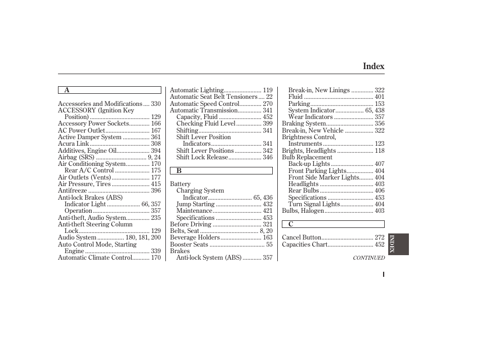 Index | Acura 2008 MDX User Manual | Page 477 / 490