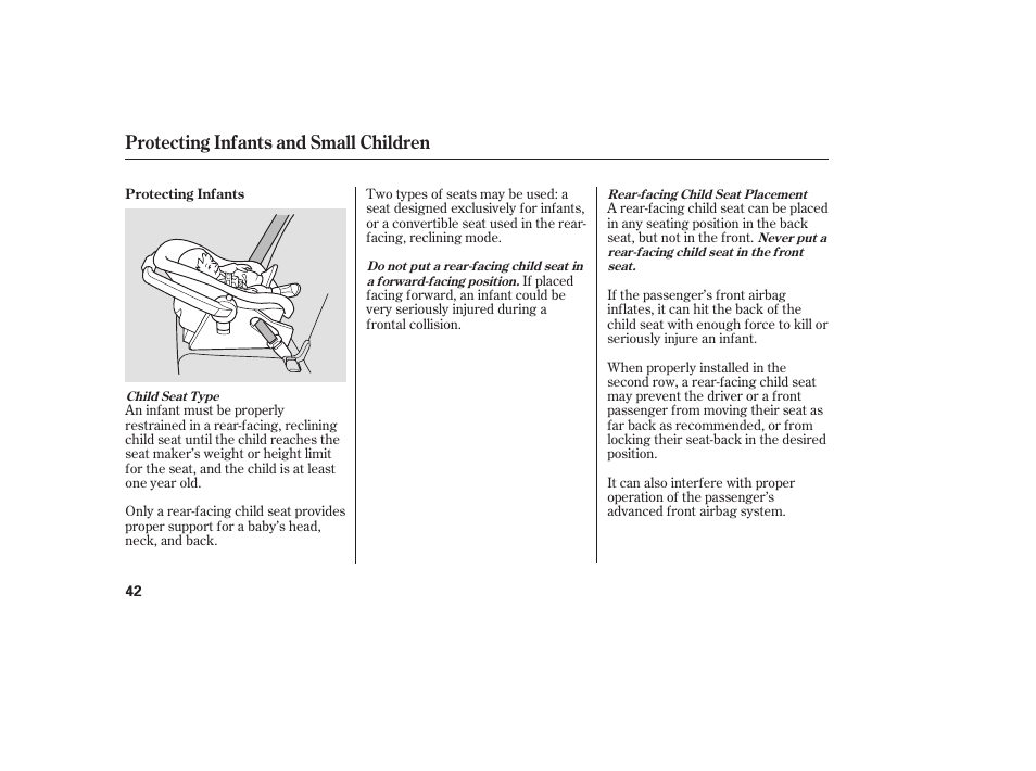 Protecting infants and small children | Acura 2008 MDX User Manual | Page 48 / 490