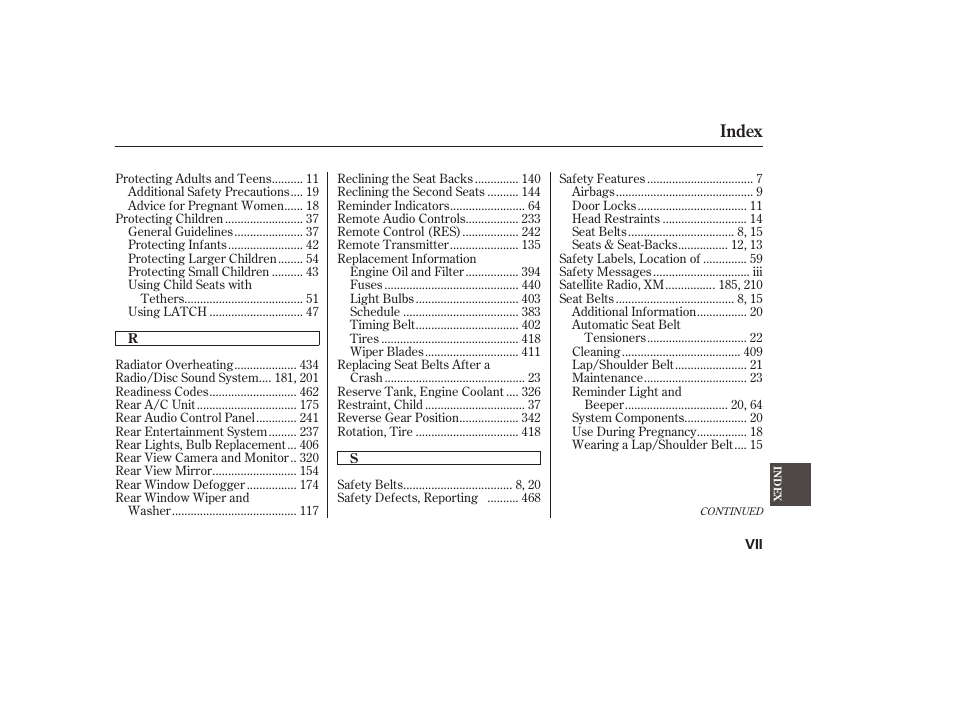 Index | Acura 2008 MDX User Manual | Page 483 / 490