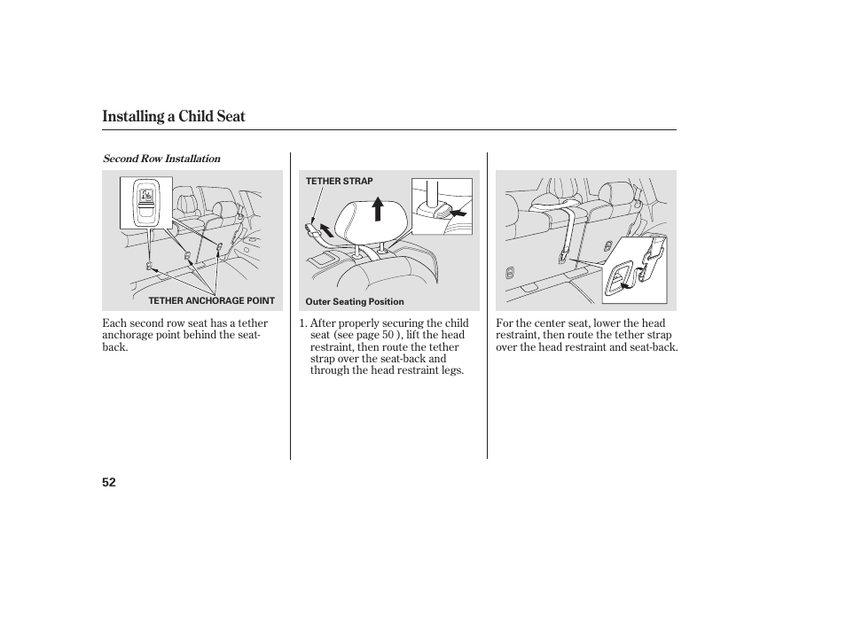 Installing a child seat | Acura 2008 MDX User Manual | Page 58 / 490