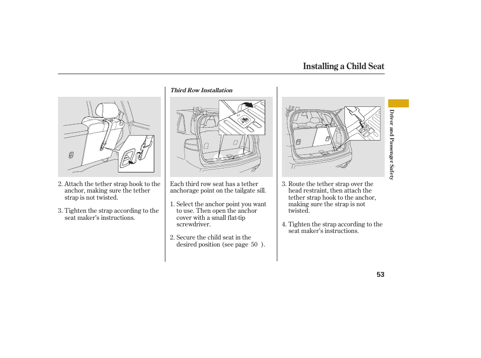 Installing a child seat | Acura 2008 MDX User Manual | Page 59 / 490