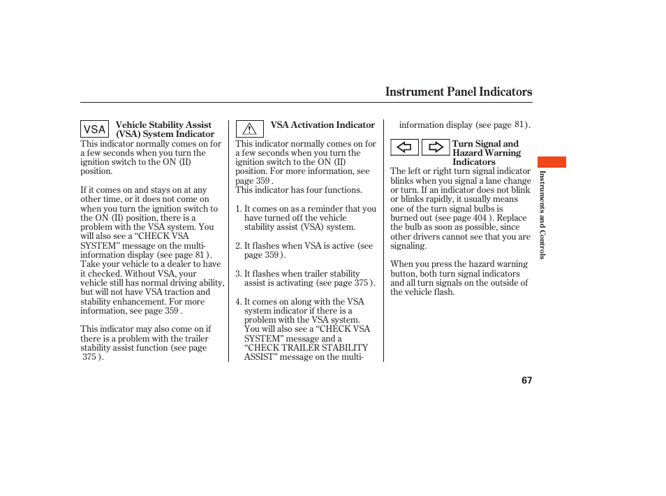 Instrument panel indicators | Acura 2008 MDX User Manual | Page 73 / 490