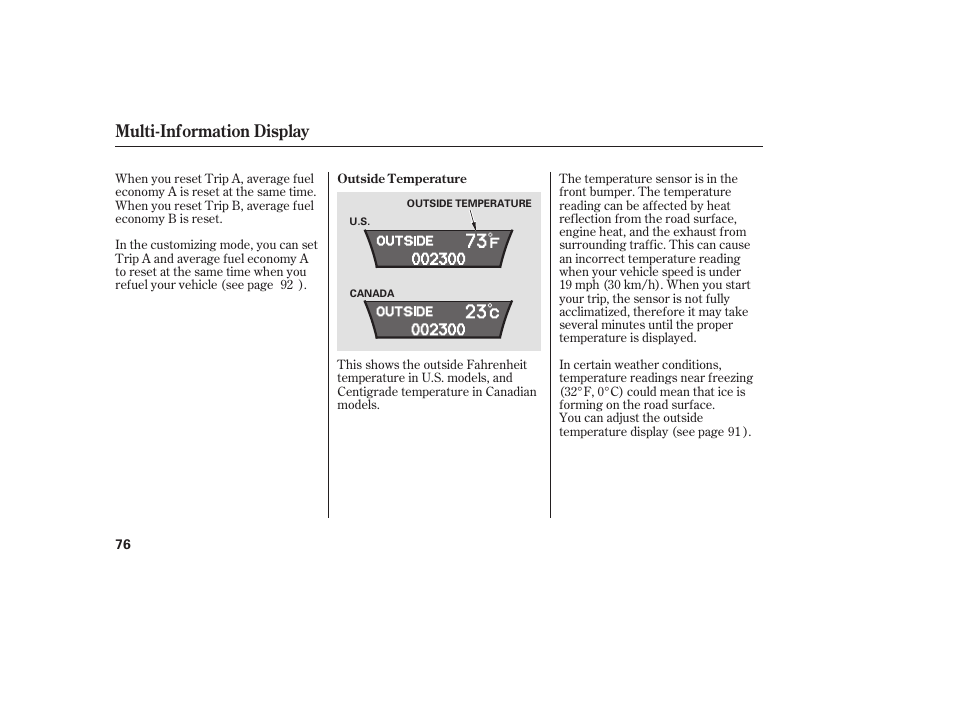 Multi-information display | Acura 2008 MDX User Manual | Page 82 / 490