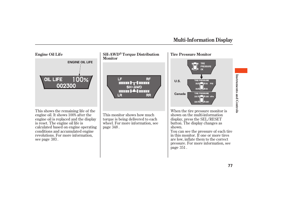 Multi-information display | Acura 2008 MDX User Manual | Page 83 / 490