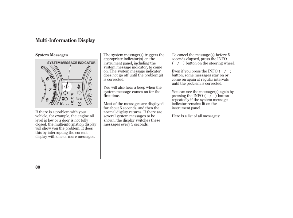Multi-information display | Acura 2008 MDX User Manual | Page 86 / 490
