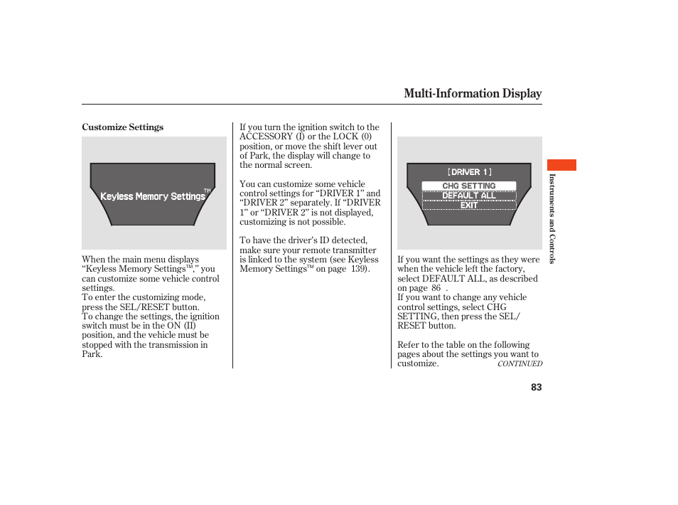 Multi-information display | Acura 2008 MDX User Manual | Page 89 / 490