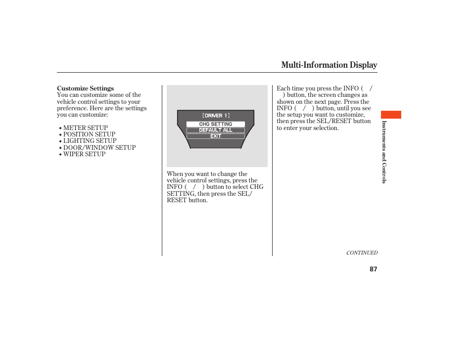 Multi-information display | Acura 2008 MDX User Manual | Page 93 / 490