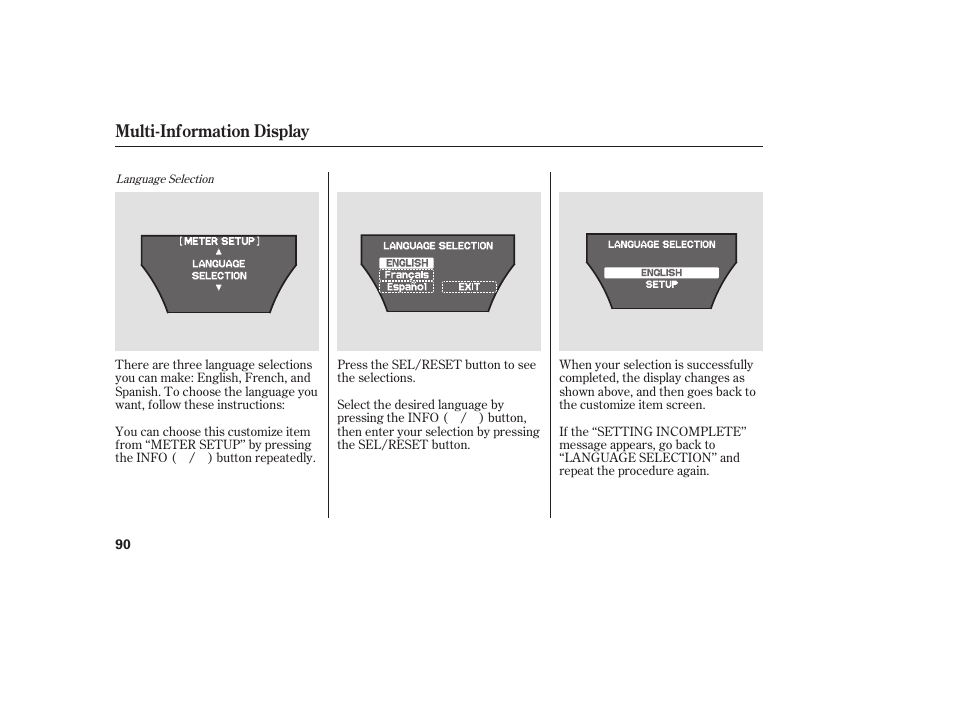 Multi-information display | Acura 2008 MDX User Manual | Page 96 / 490