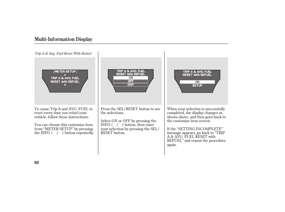 Multi-information display | Acura 2008 MDX User Manual | Page 98 / 490