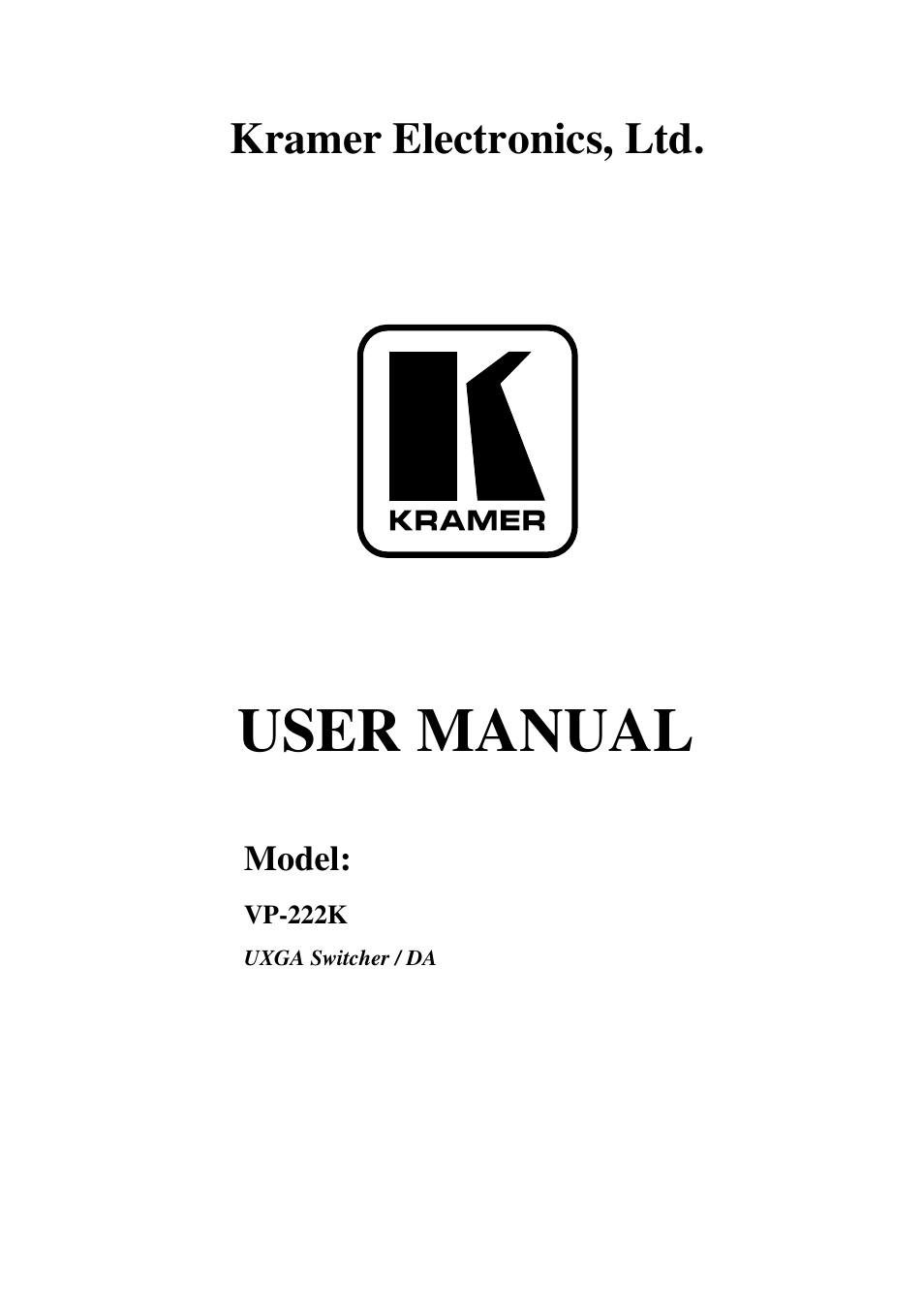 Kramer Electronics VP-222K User Manual | 10 pages