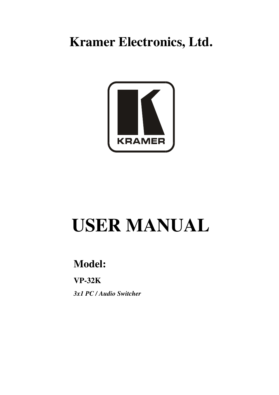 Kramer Electronics VP-32K User Manual | 13 pages